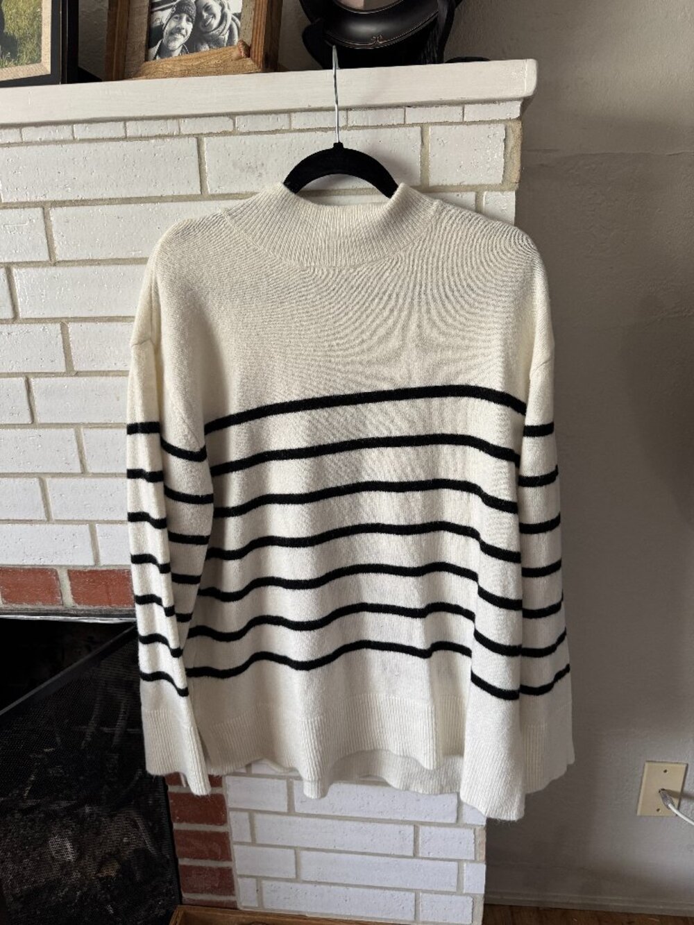 Z Supply Oversized Sweater - Navy Blue and White Striped - L